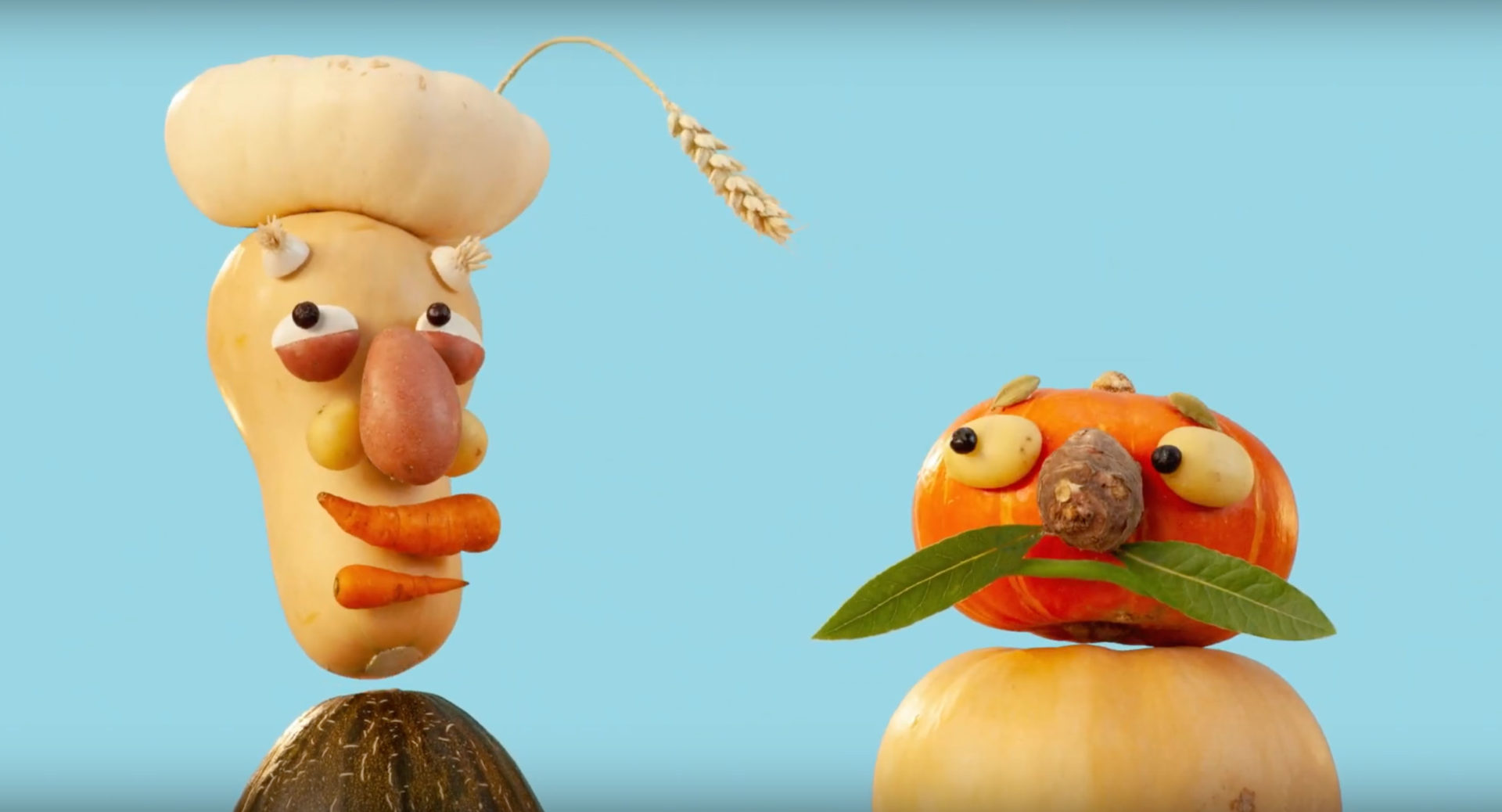 Vegetables Shaped Like Two Heads In A Commercial For Rabobank